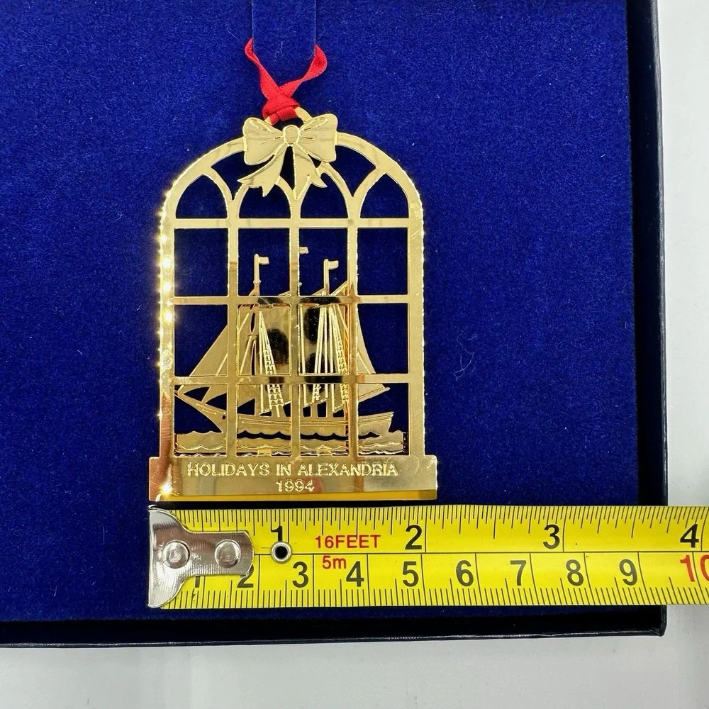 1994 Holidays in‎ Alexandria Brass Ornament Sailboat w/ Box by Sue Lynch VTG